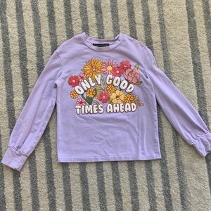 Lavender Long Sleeve Tee with Floral Print